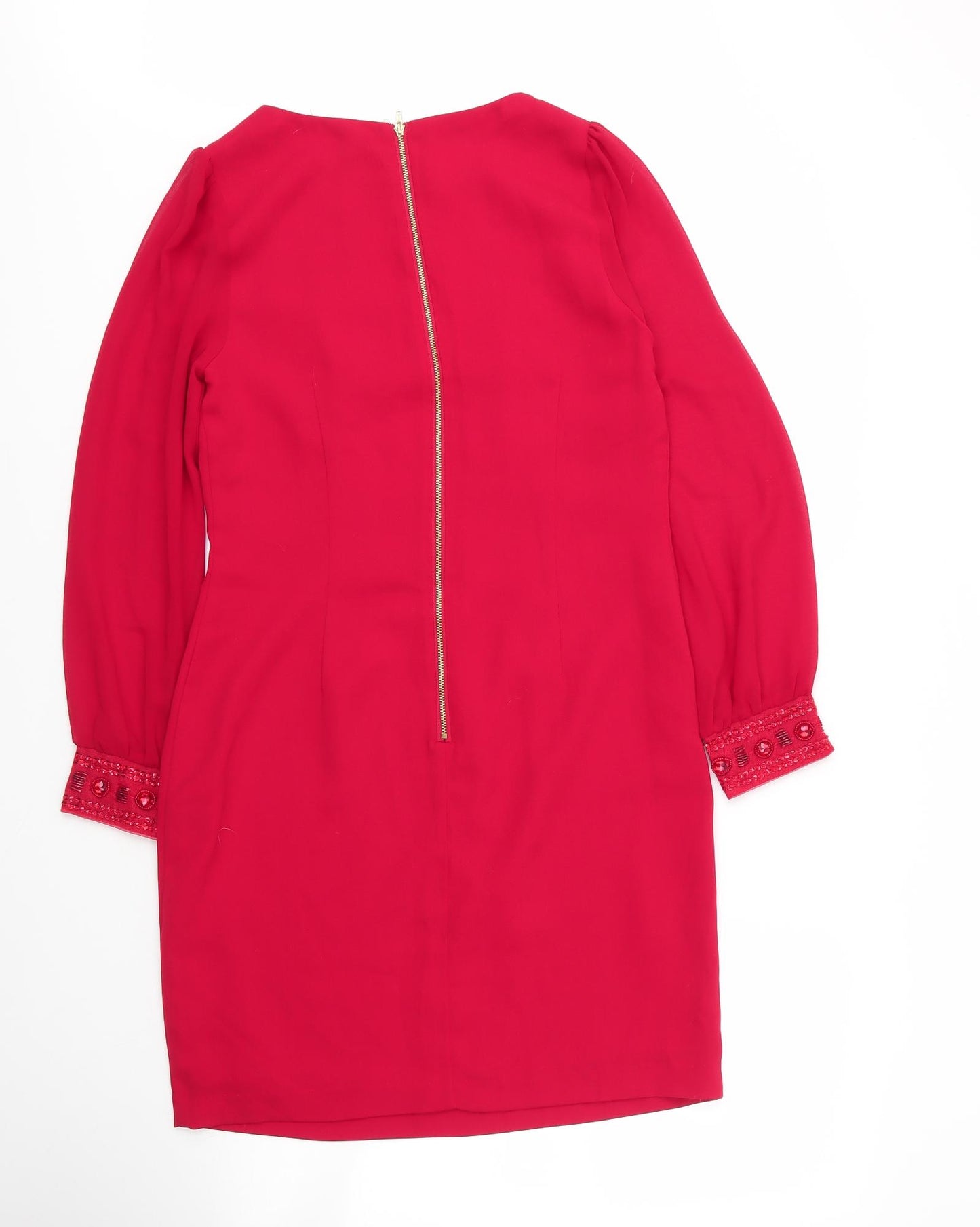 Papaya Womens Red  Polyester Tunic Blouse Size 12 Round Neck