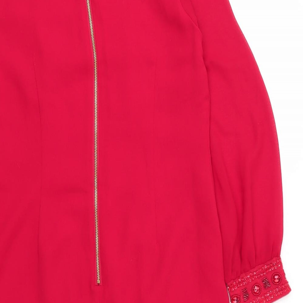 Papaya Womens Red  Polyester Tunic Blouse Size 12 Round Neck