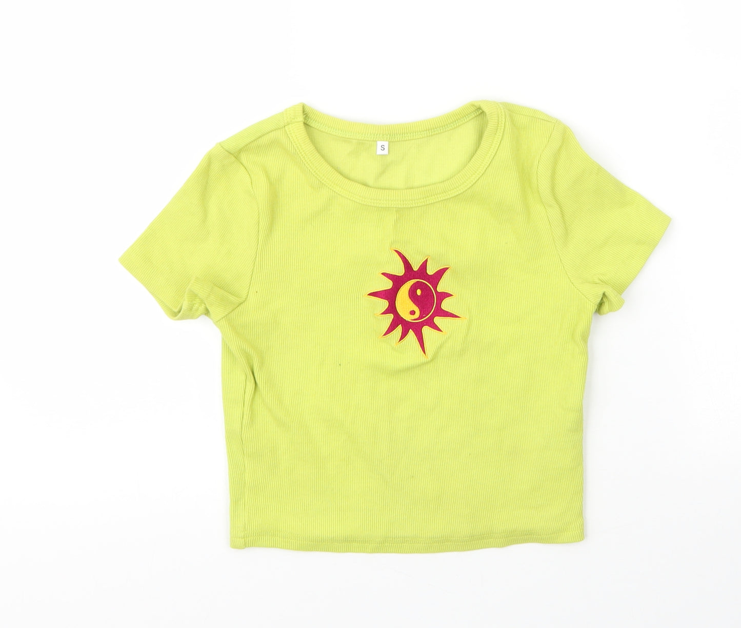 Preworn Womens Green  Cotton Basic T-Shirt Size S Round Neck
