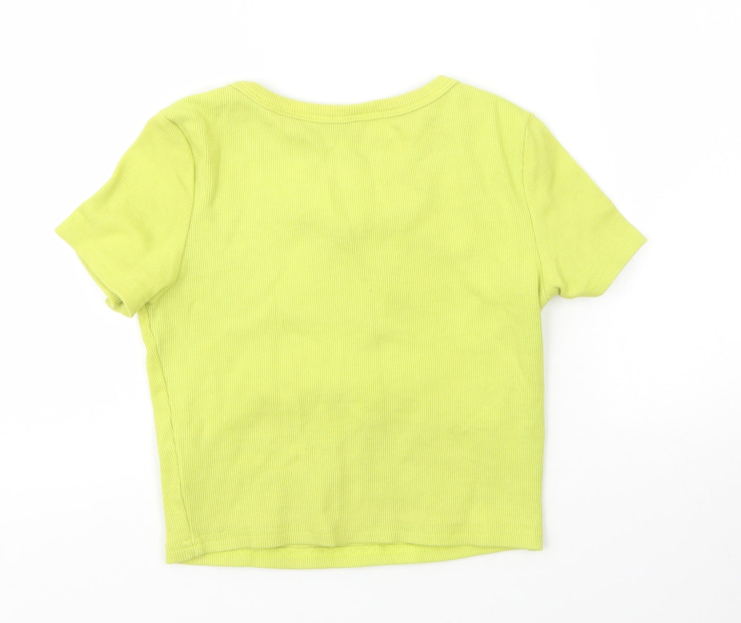 Preworn Womens Green  Cotton Basic T-Shirt Size S Round Neck