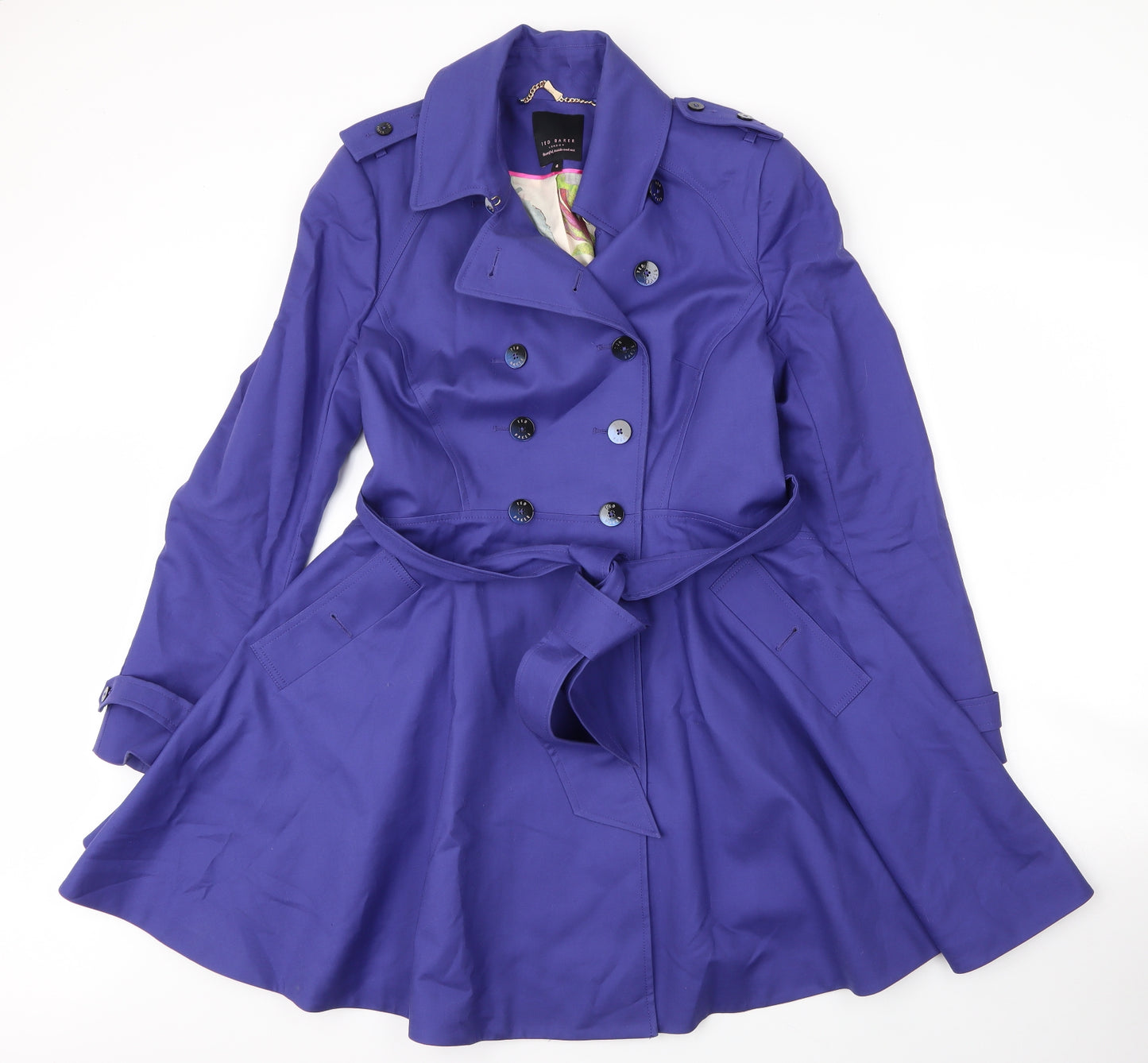 Ted Baker Womens Blue   Pea Coat Coat Size L  Button