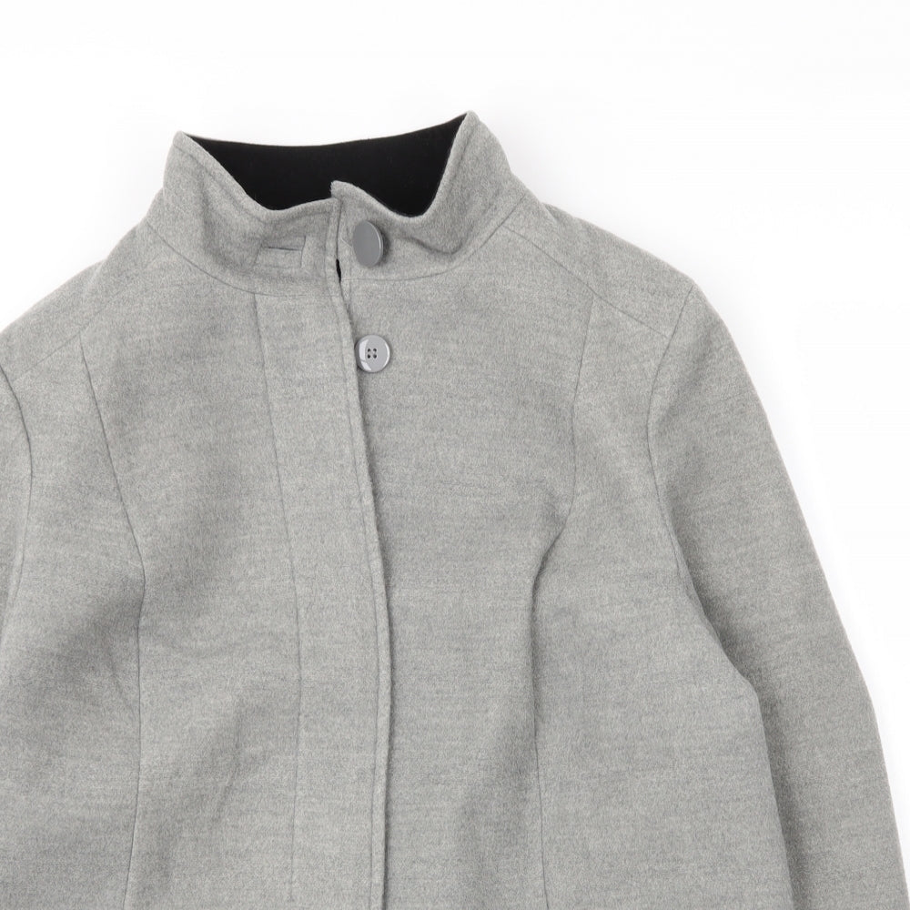 M&S Womens Grey   Overcoat Coat Size 14  Button