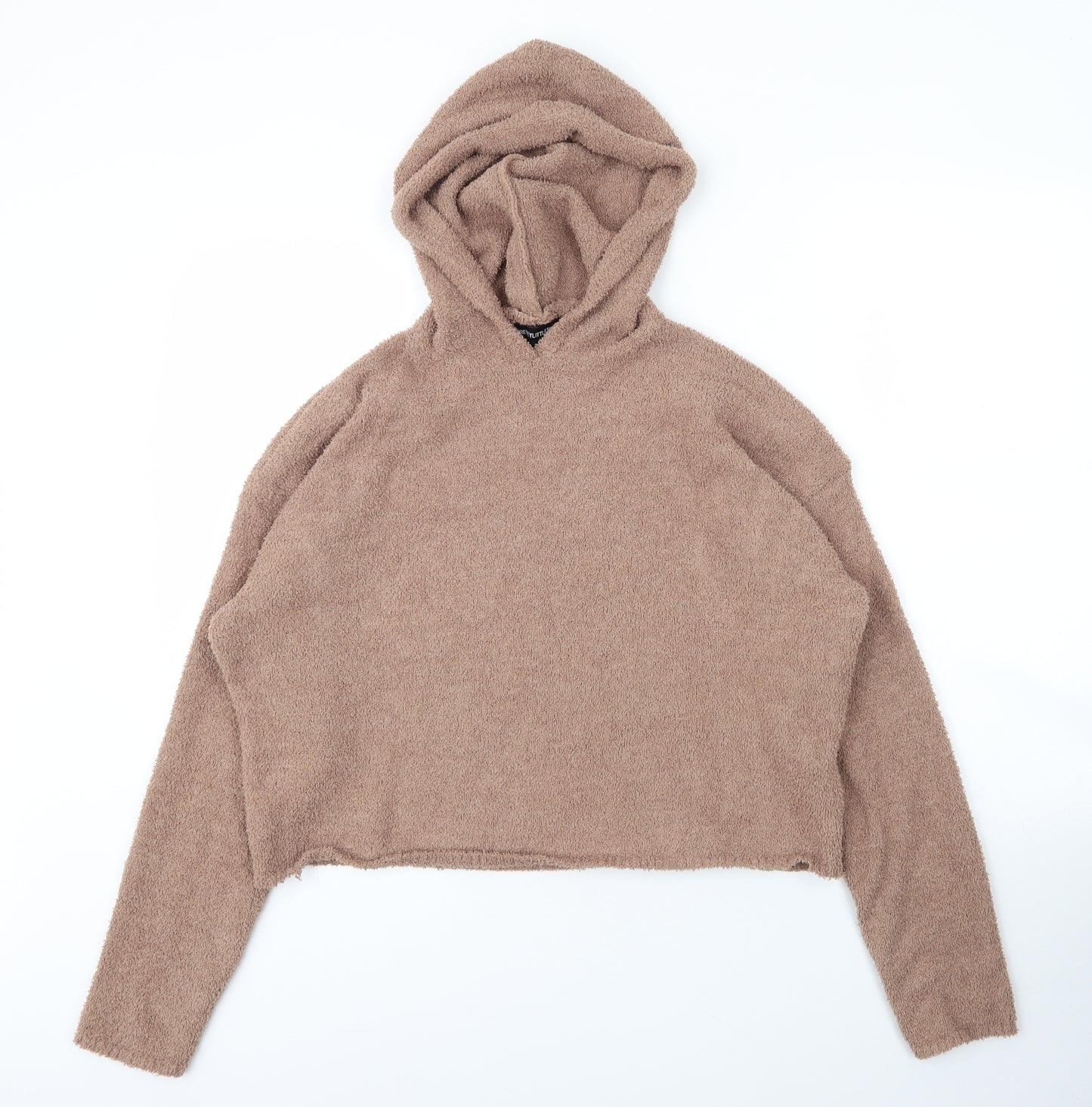 PRETTYLITTLETHING Womens Beige  Polyester Pullover Hoodie Size M