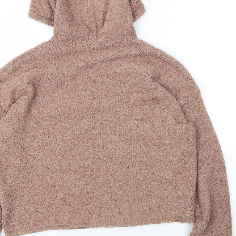 PRETTYLITTLETHING Womens Beige  Polyester Pullover Hoodie Size M