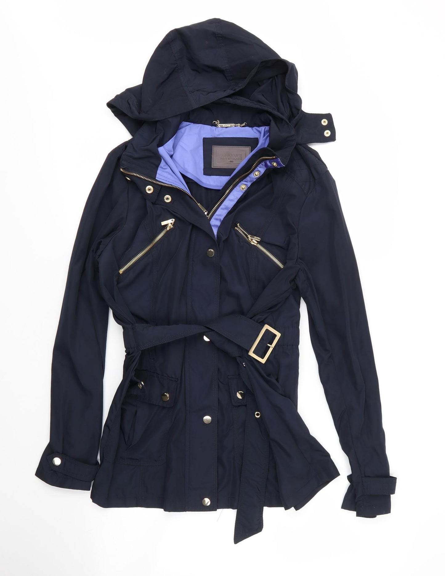 Debenhams Womens Blue   Parka Coat Size 14  Zip