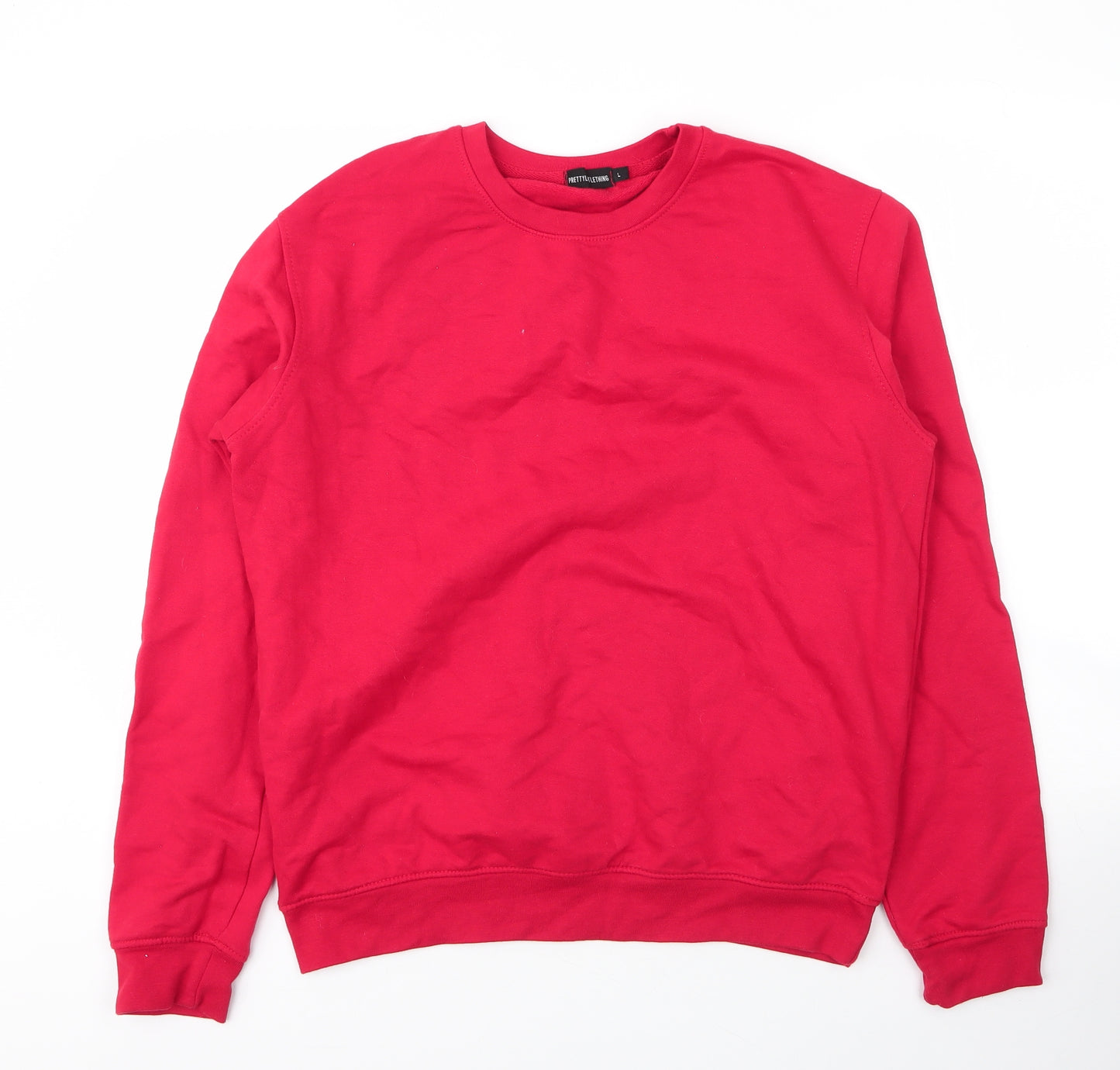 PRETTYLITTLETHING Womens Red Round Neck  Cotton Pullover Jumper Size L