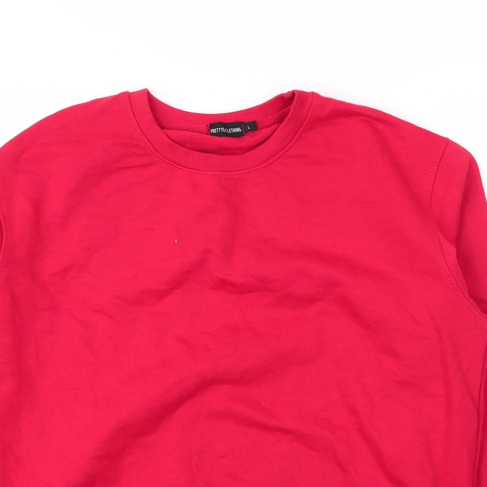 PRETTYLITTLETHING Womens Red Round Neck  Cotton Pullover Jumper Size L