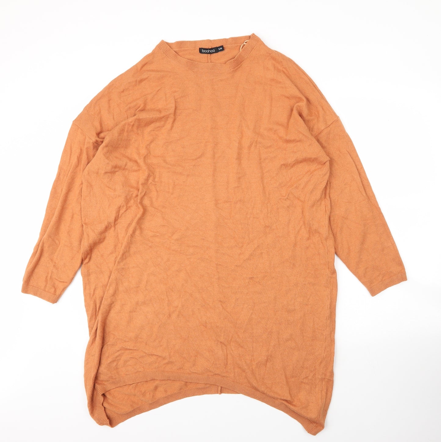 Boohoo Womens Beige Round Neck  Viscose Tunic Jumper Size M