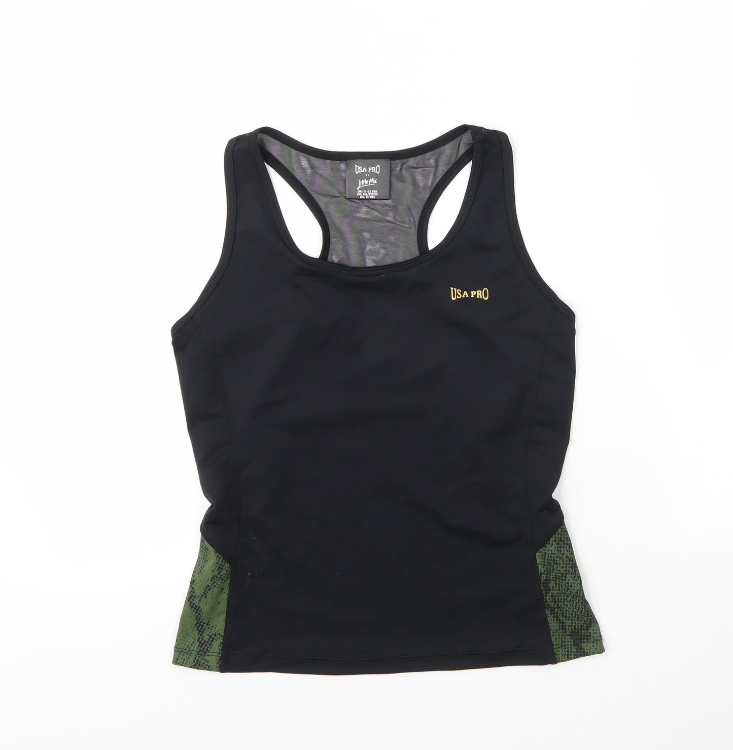 USA Pro Girls Black  Polyester Basic Tank Size 11 Years Round Neck