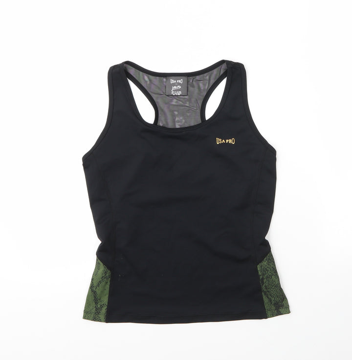 USA Pro Girls Black  Polyester Basic Tank Size 11 Years Round Neck