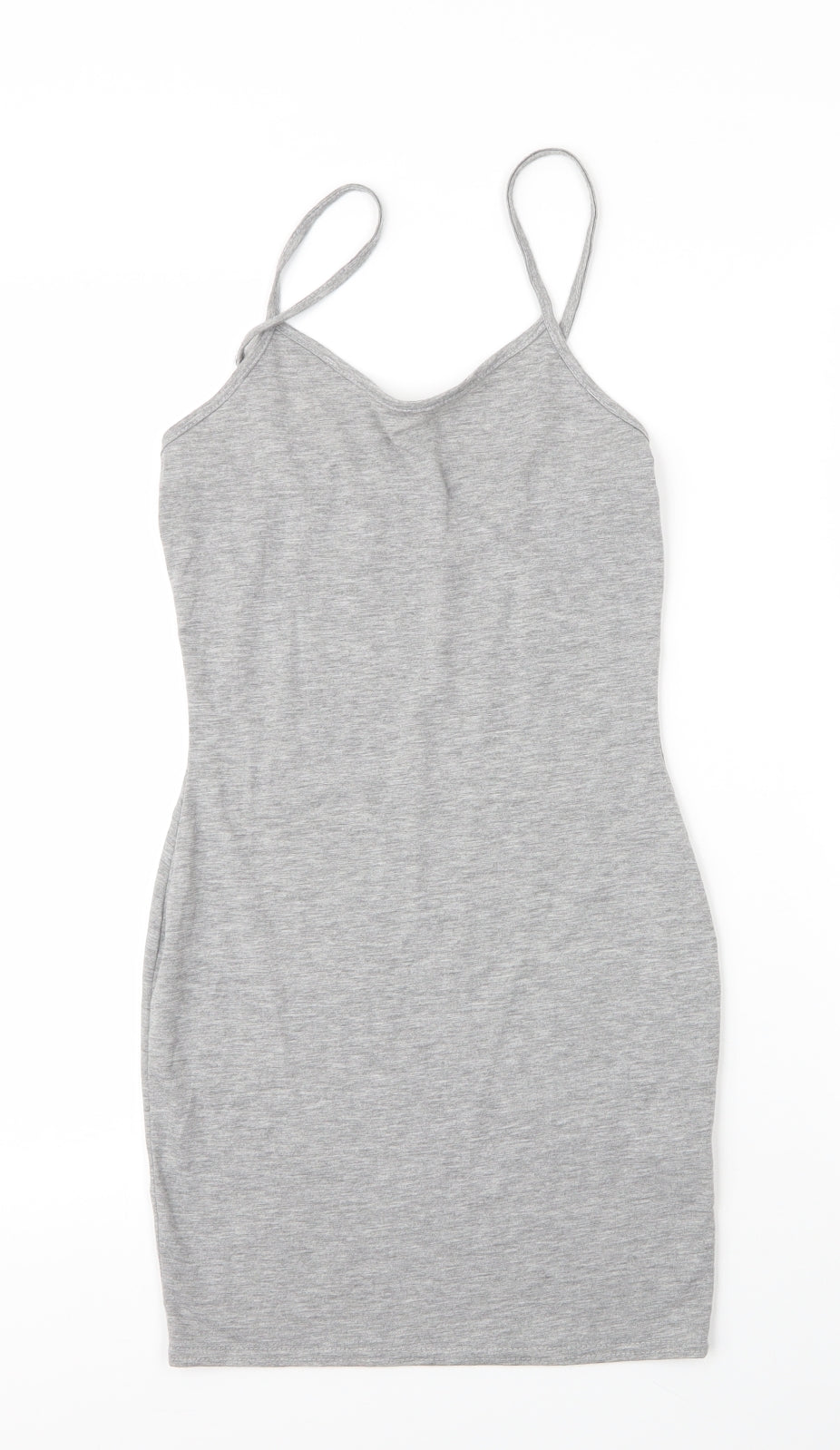 PRETTYLITTLETHING Womens Grey  Viscose Bodycon  Size 6  V-Neck