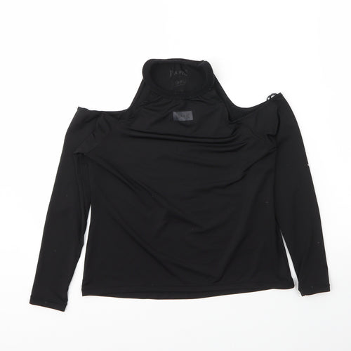 USA Pro Girls Black  Polyester Basic T-Shirt Size 10 Years Round Neck