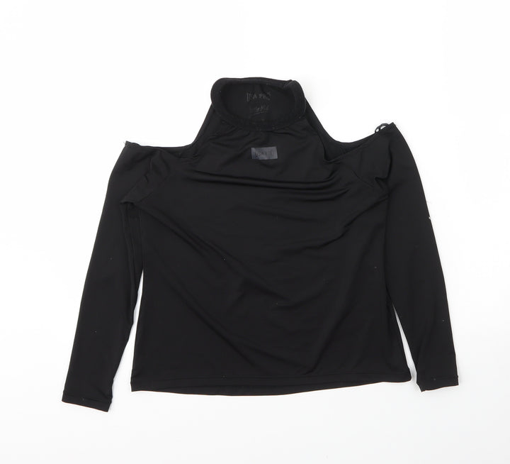 USA Pro Girls Black  Polyester Basic T-Shirt Size 10 Years Round Neck