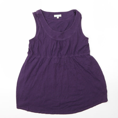 JoJo Maman Bébé Womens Purple  Cotton Tunic Blouse Size S Round Neck