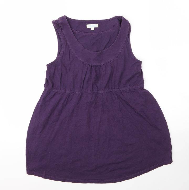 JoJo Maman Bébé Womens Purple Cotton Tunic Blouse Size S Round Neck
