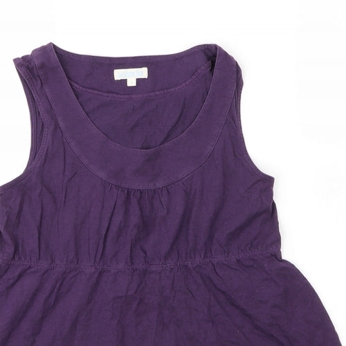 JoJo Maman Bébé Womens Purple  Cotton Tunic Blouse Size S Round Neck