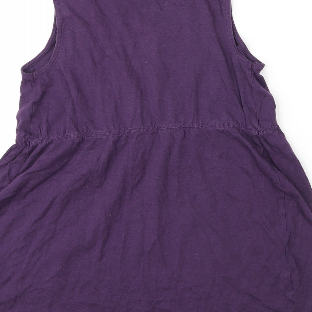 JoJo Maman Bébé Womens Purple  Cotton Tunic Blouse Size S Round Neck