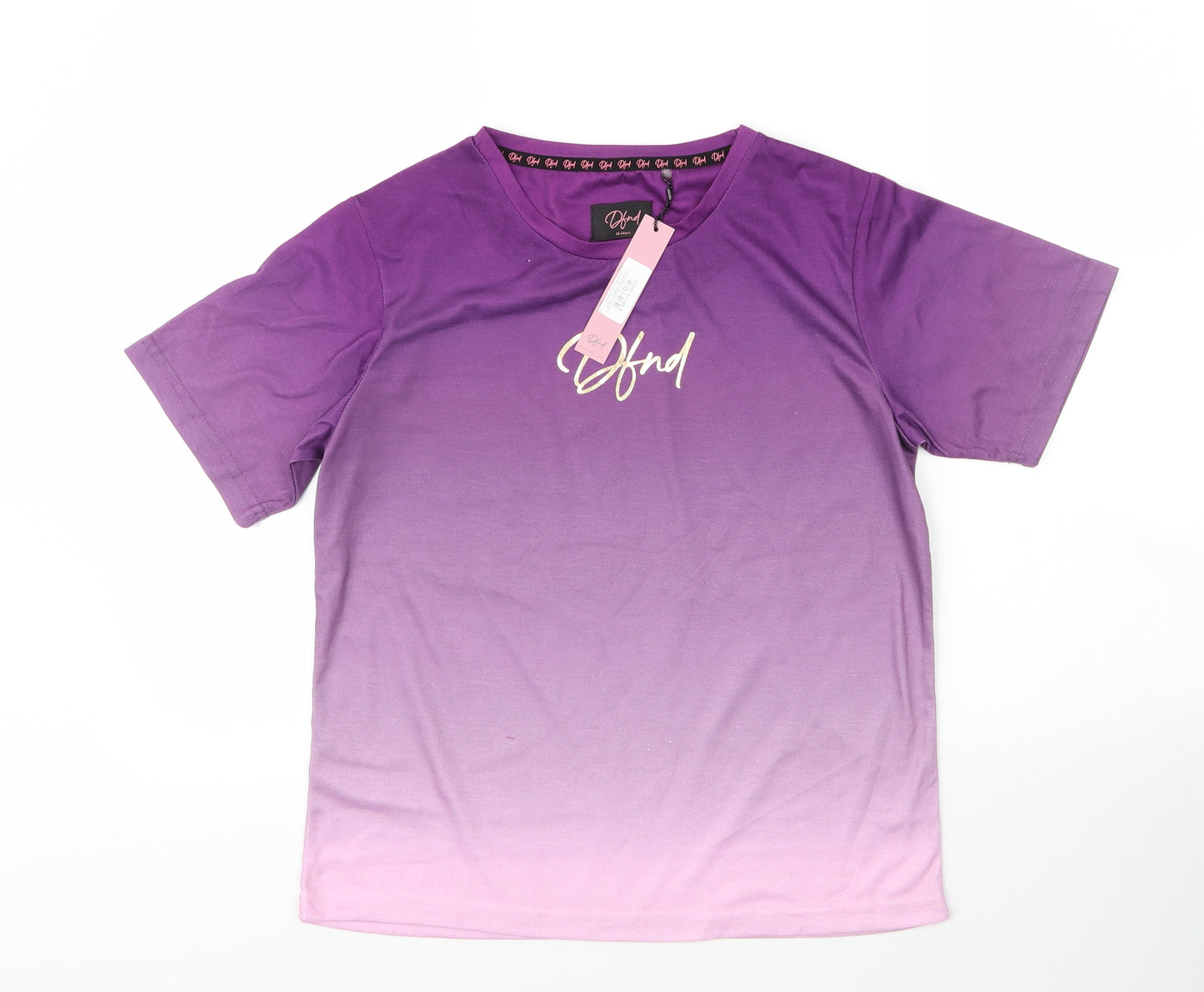 DFND Girls Purple  Cotton Basic T-Shirt Size 13 Years Round Neck