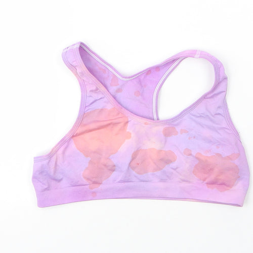 m&s Girls Purple Camouflage Nylon Camisole Tank Size 15 Years Scoop Neck
