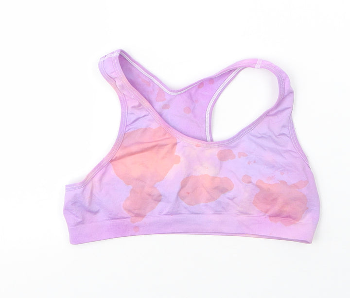 m&s Girls Purple Camouflage Nylon Camisole Tank Size 15 Years Scoop Neck