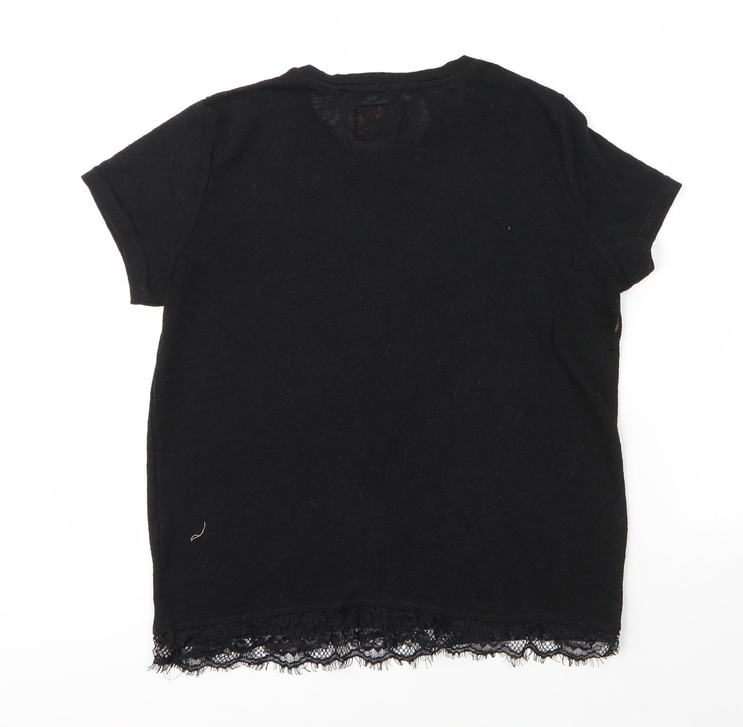 Superdry Womens Black  Polyester Basic T-Shirt Size S Round Neck