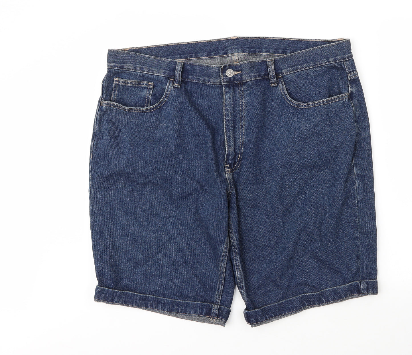 George Mens Blue  Cotton Bermuda Shorts Size 40 in L12 in Regular Zip