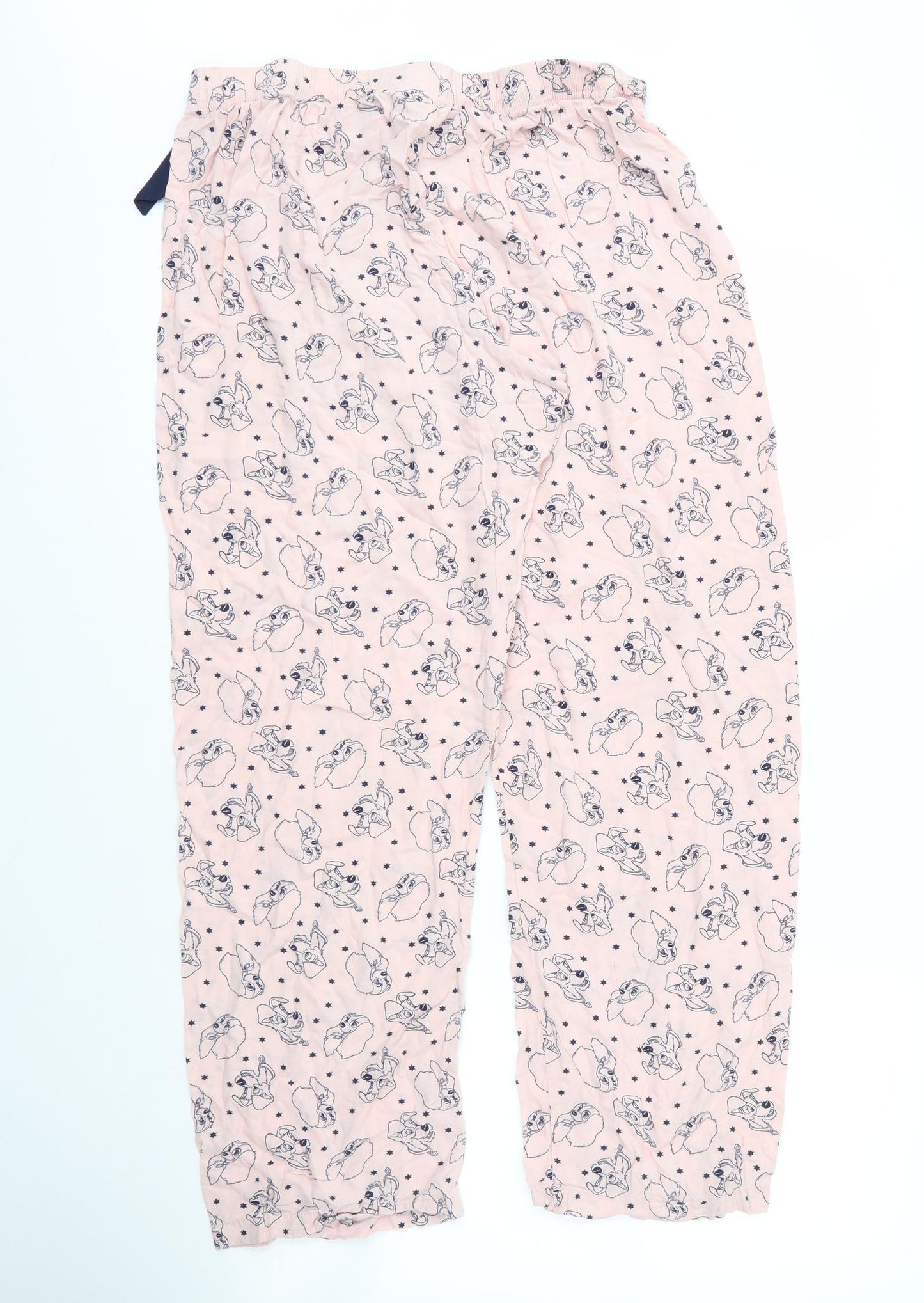 Primark Womens Pink Solid Viscose Chemise Pyjama Pants Size 12  Drawstring - Disney