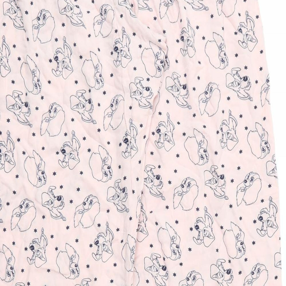 Primark Womens Pink Solid Viscose Chemise Pyjama Pants Size 12  Drawstring - Disney