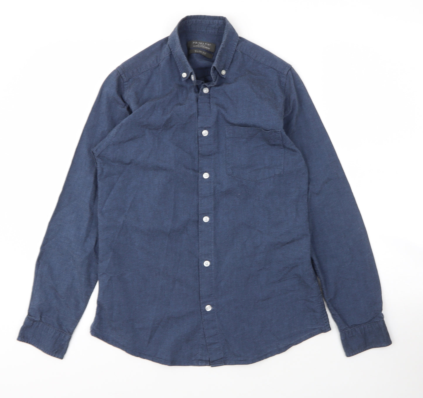 Primark Mens Blue  Cotton  Button-Up Size XS Collared Button