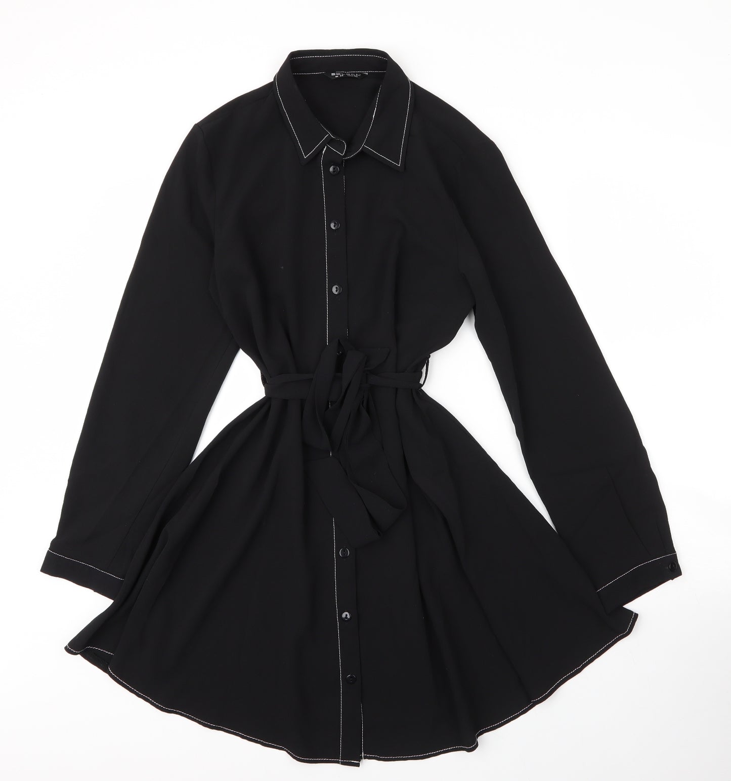 Select Womens Black  Polyester Tunic Blouse Size 12 Collared