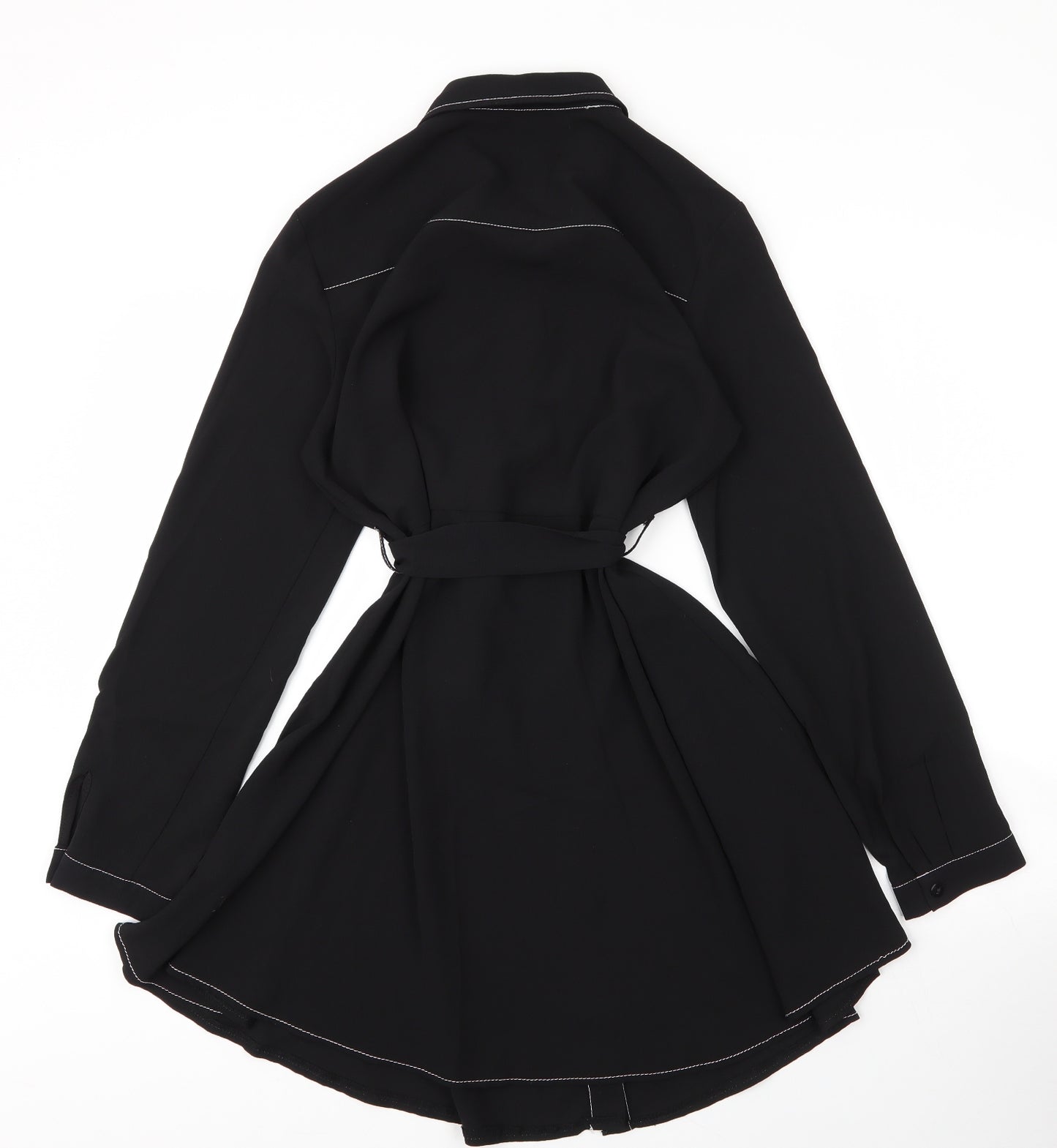 Select Womens Black  Polyester Tunic Blouse Size 12 Collared