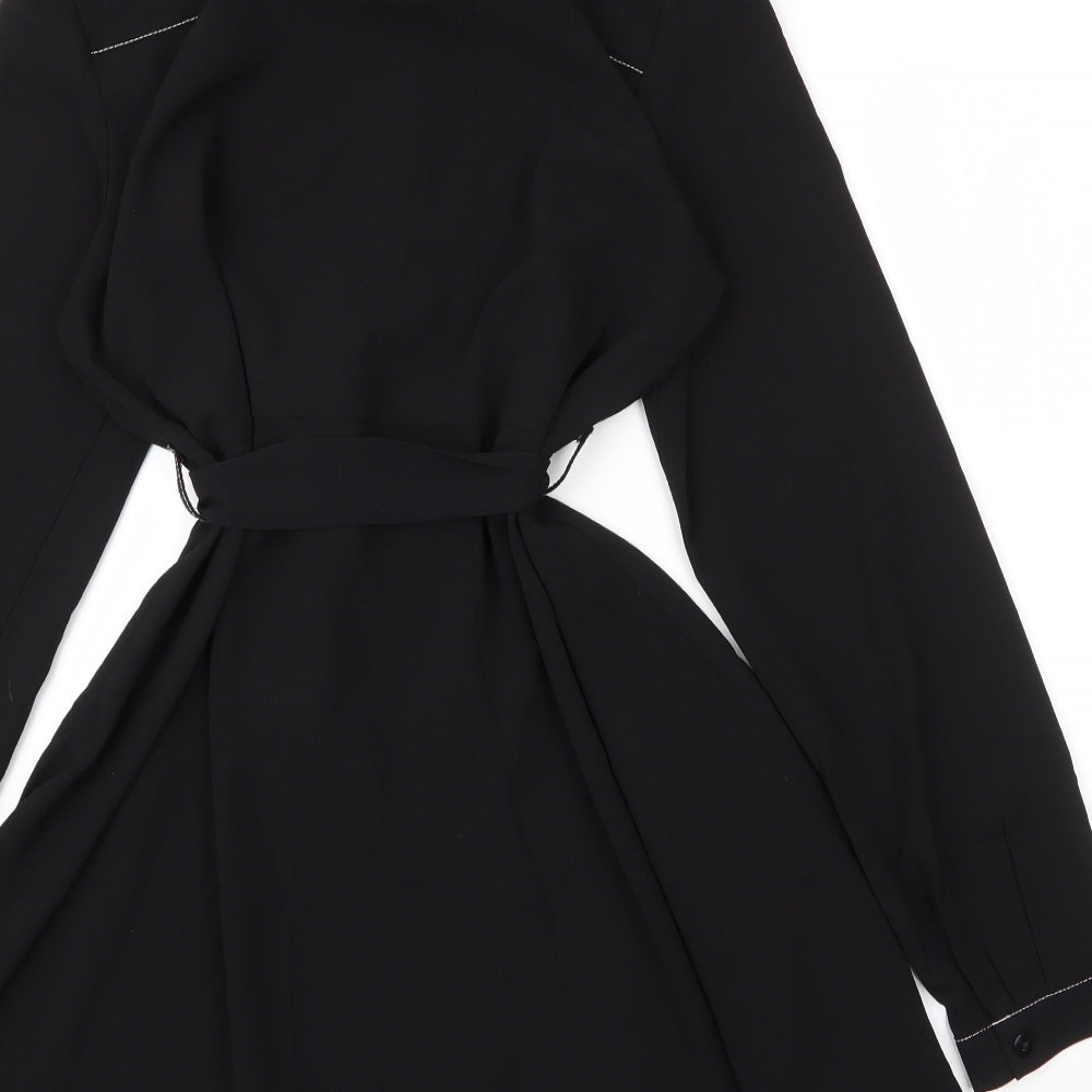 Select Womens Black  Polyester Tunic Blouse Size 12 Collared