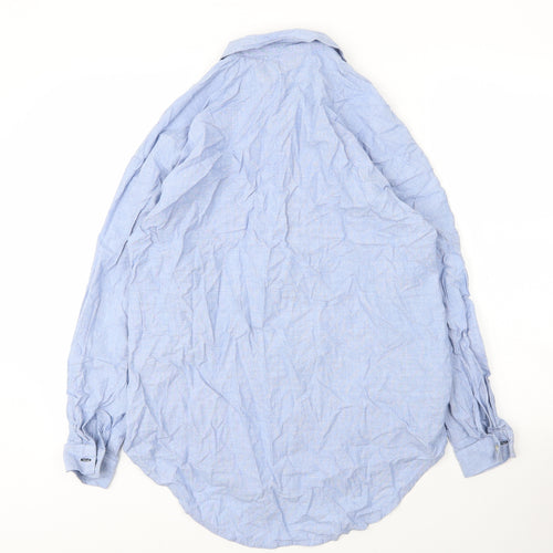 NEXT Womens Blue  Cotton Basic Blouse Size 12 Collared