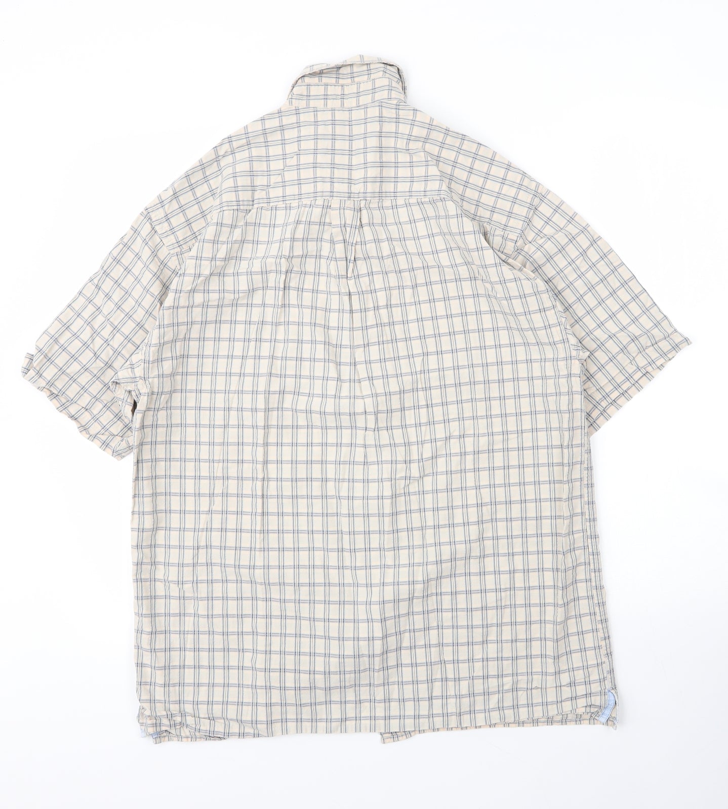Maine New England Mens Beige Check Cotton  Button-Up Size S Collared Button