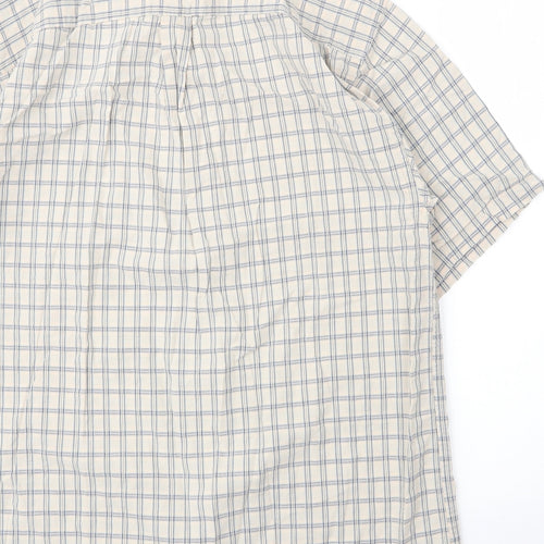 Maine New England Mens Beige Check Cotton  Button-Up Size S Collared Button