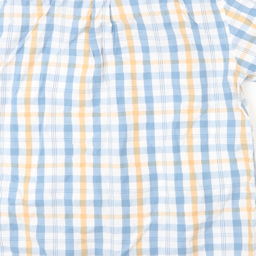 Bar Harbour Mens Blue Check Cotton  Button-Up Size M Collared Button