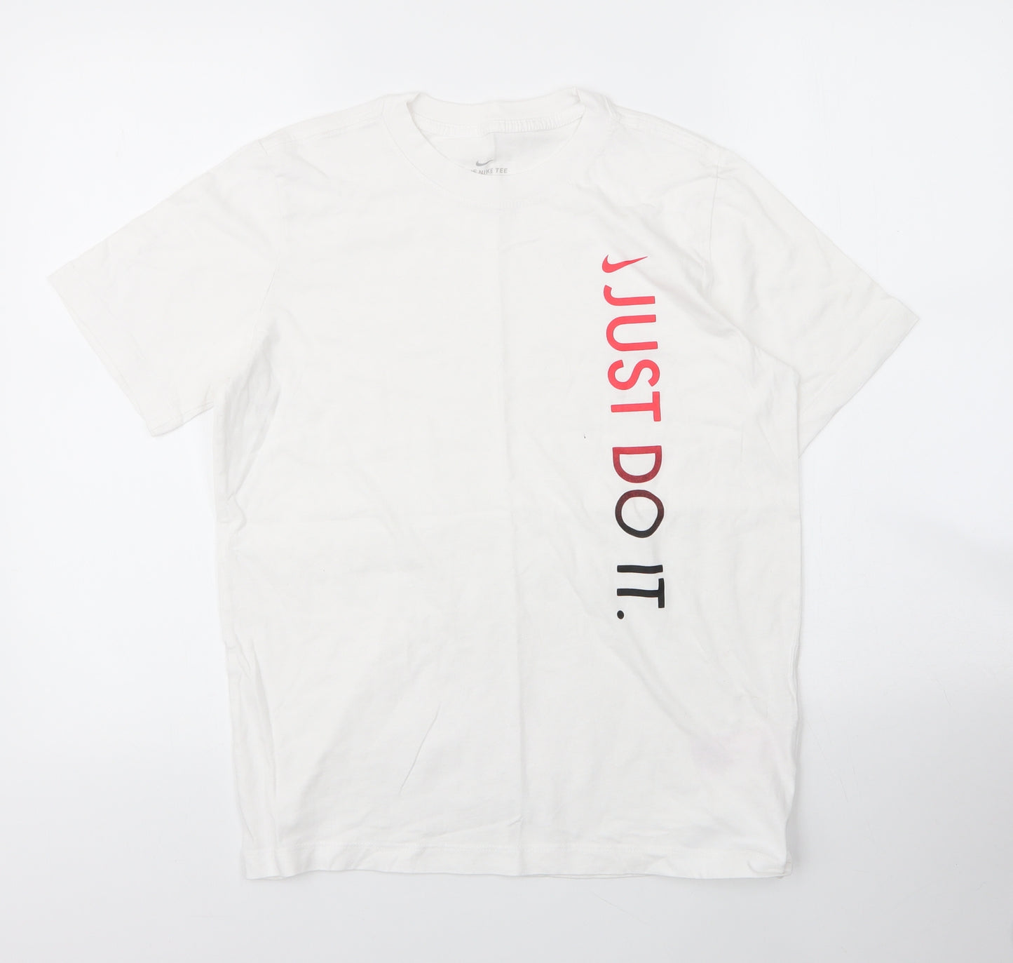 Nike Boys White  Cotton Basic T-Shirt Size 14 Years Round Neck