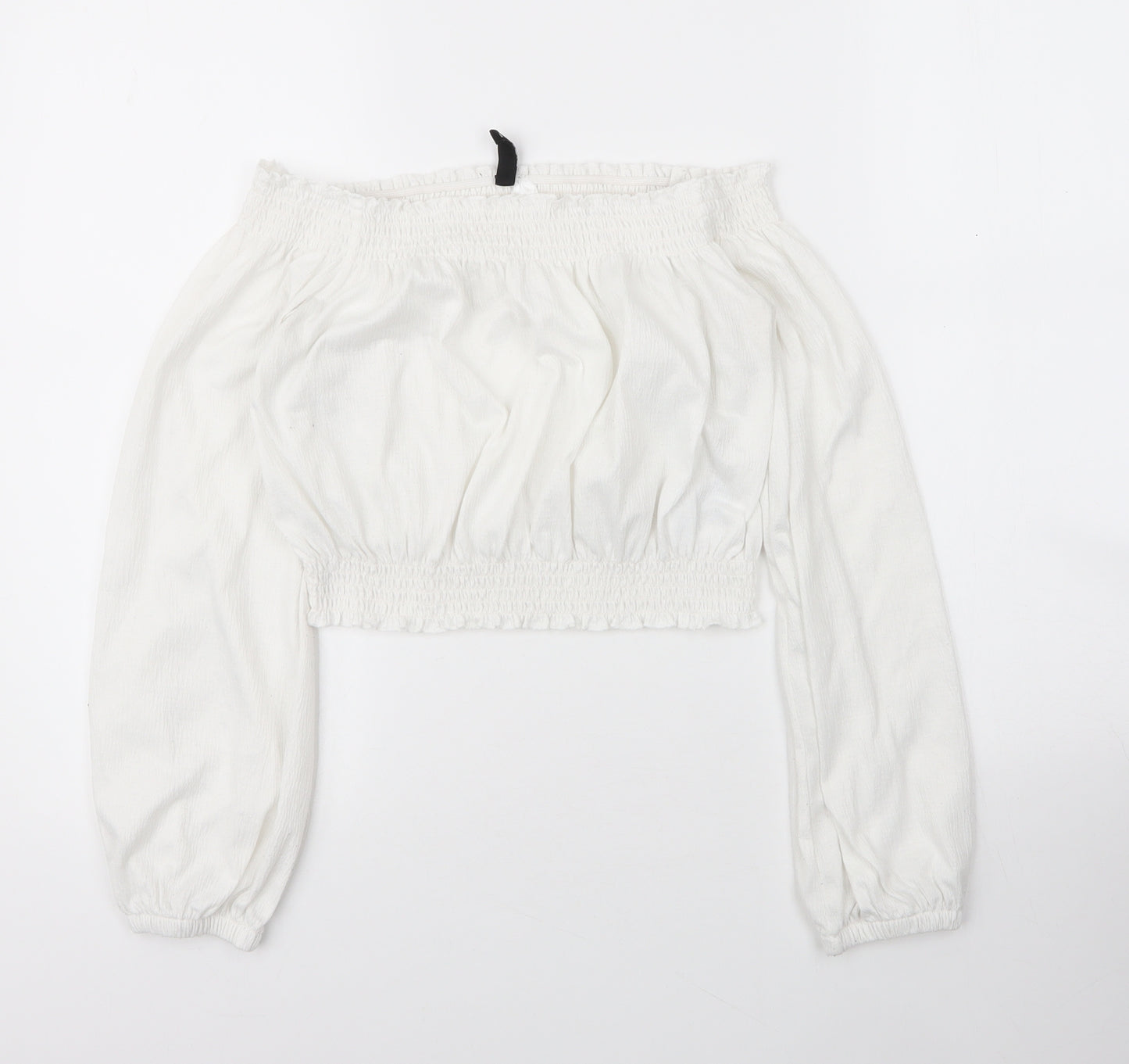 H&M Womens White  Polyester Camisole Blouse Size S Boat Neck