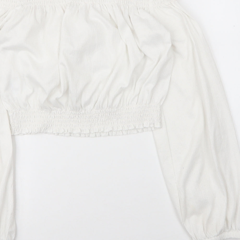 H&M Womens White  Polyester Camisole Blouse Size S Boat Neck