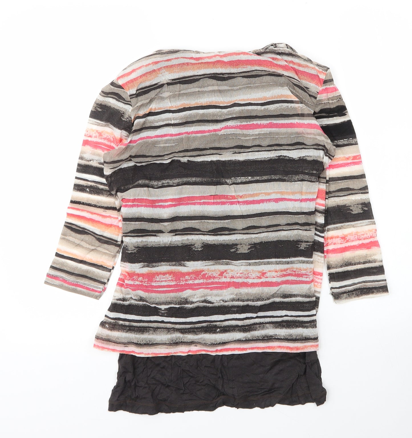 Olsen Womens Brown Striped Viscose Basic Blouse Size 14 V-Neck