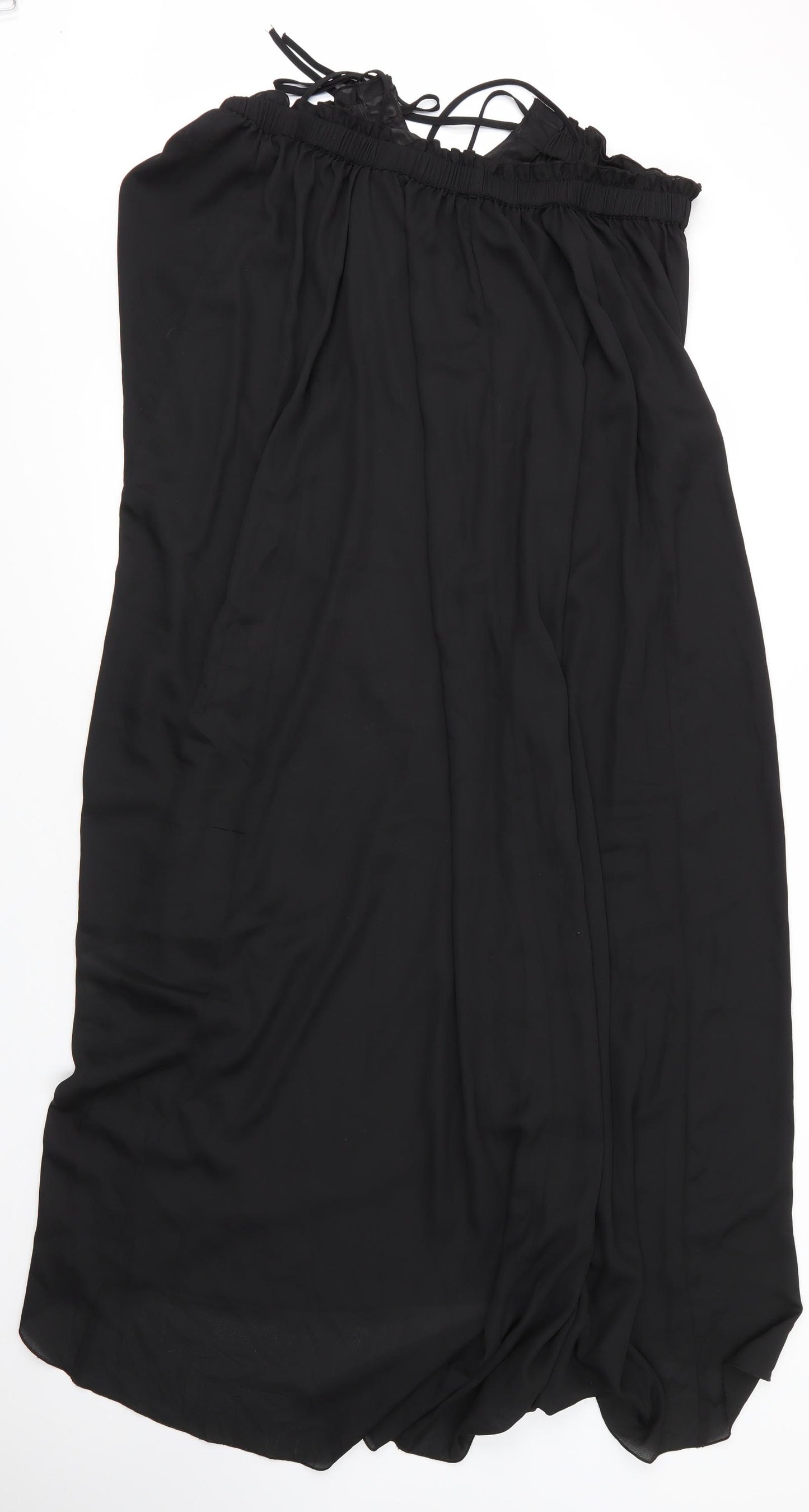 Boohoo Womens Black  Polyester A-Line Skirt Size 16   Tie