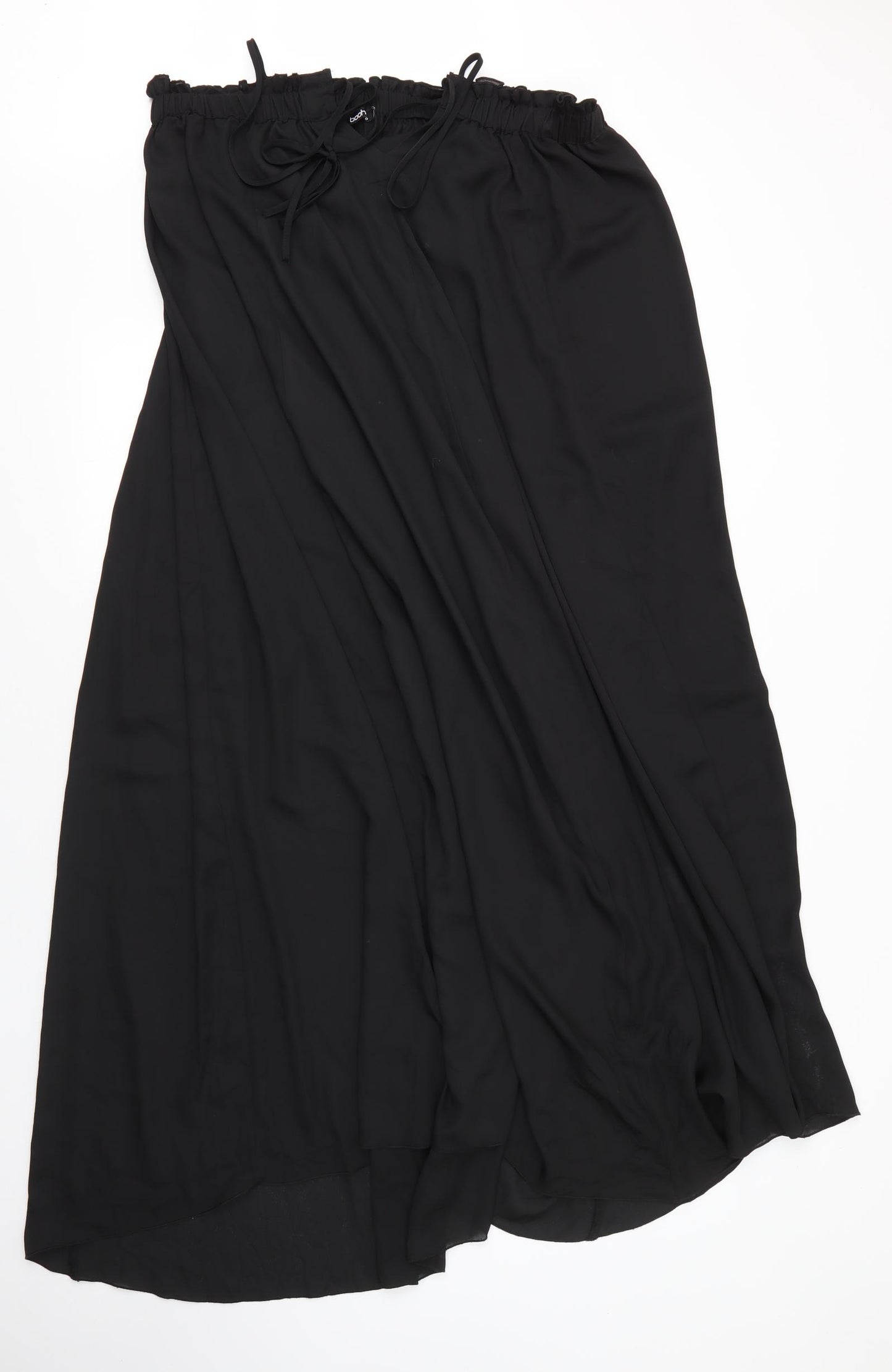Boohoo Womens Black  Polyester A-Line Skirt Size 16   Tie