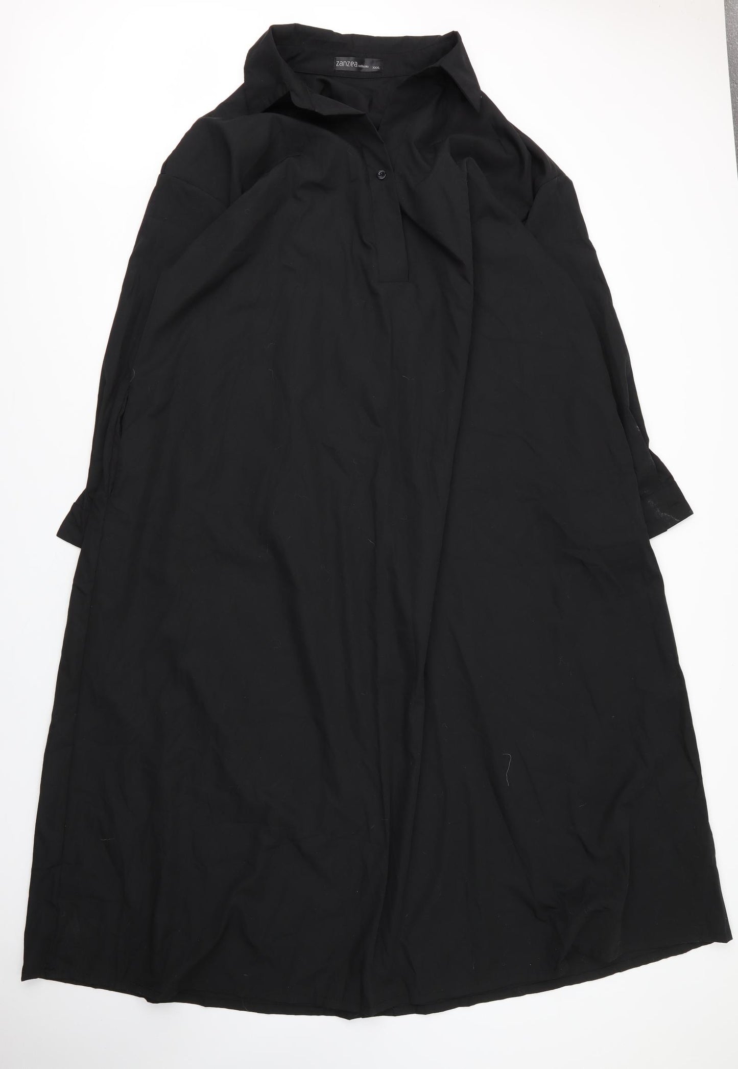 Zanzea Womens Black  Cotton Shirt Dress  Size 4XL  V-Neck Button