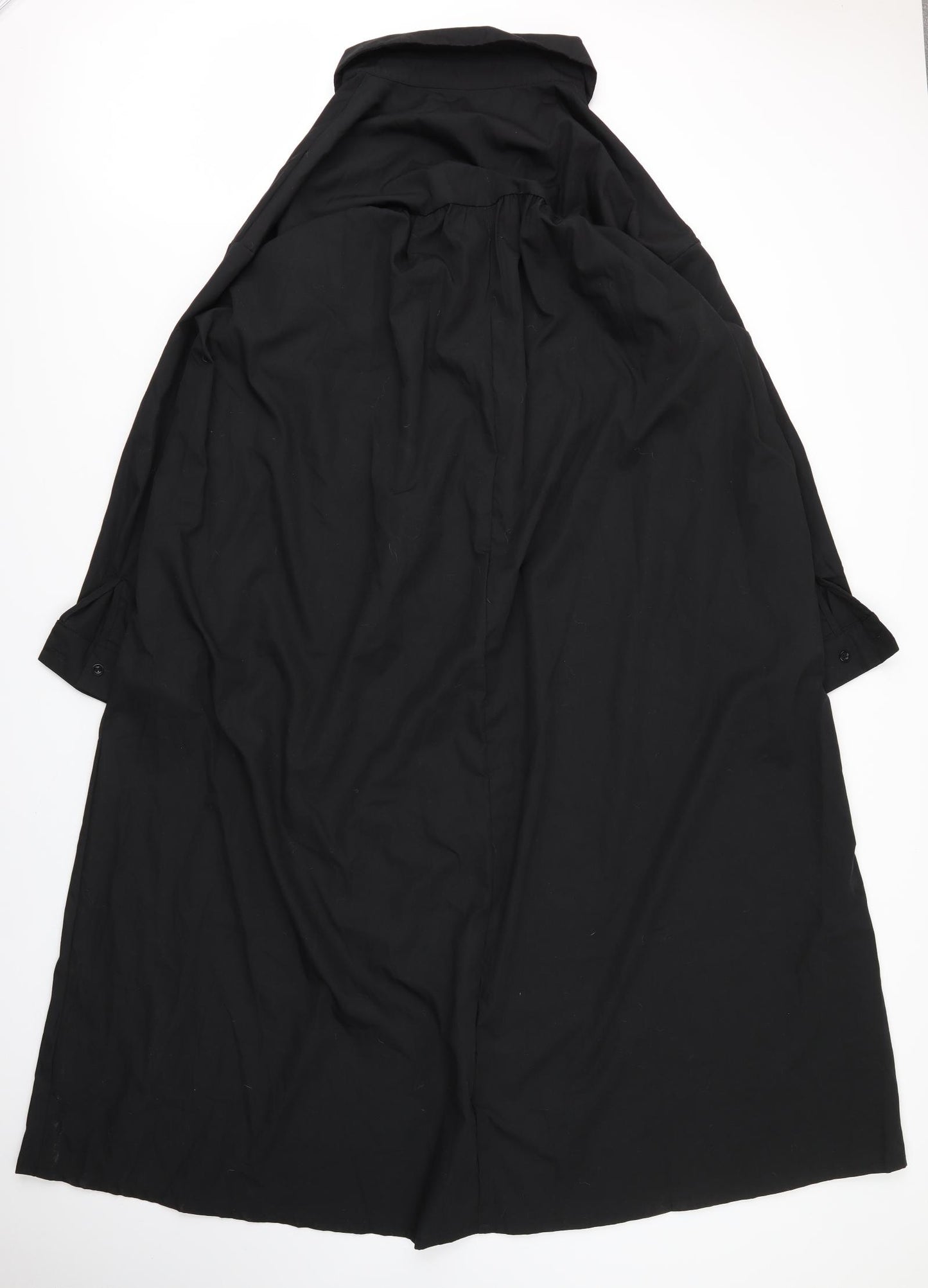 Zanzea Womens Black  Cotton Shirt Dress  Size 4XL  V-Neck Button