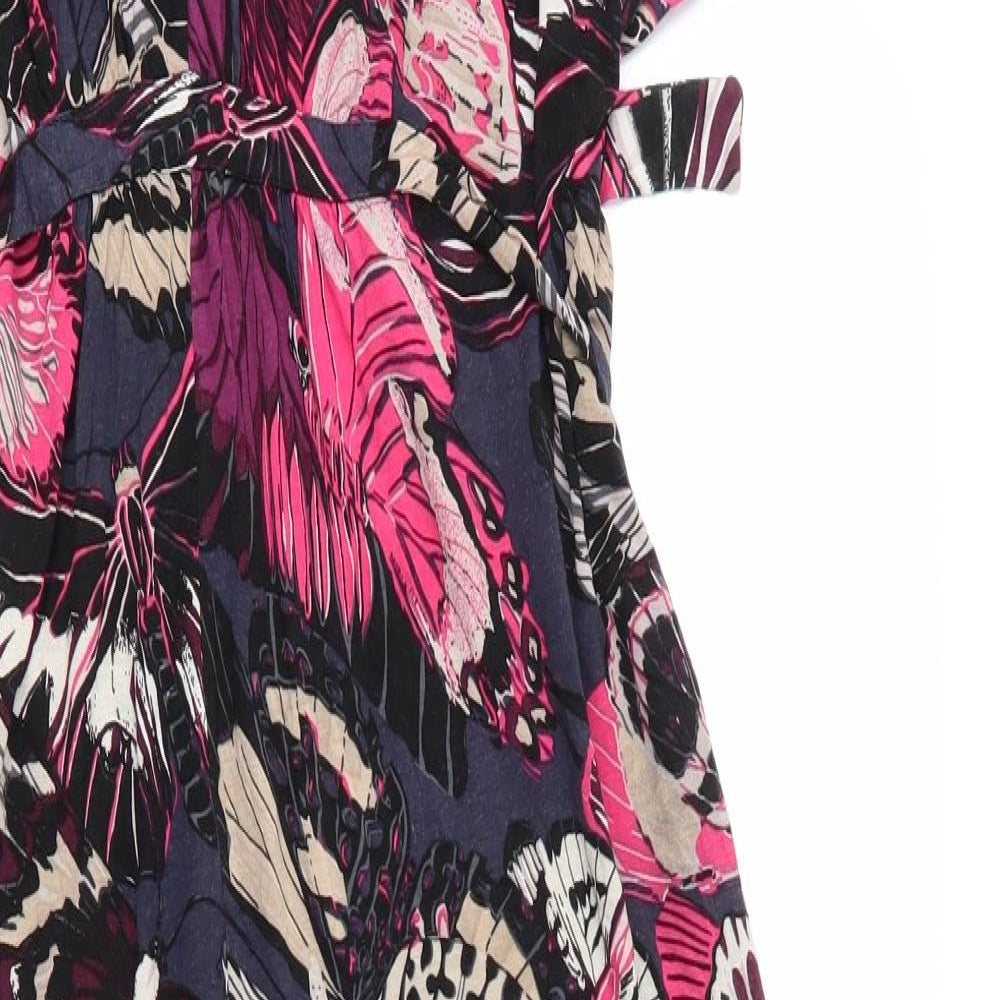 French Connection Womens Blue  Viscose Maxi  Size 12  V-Neck  - Butterflies