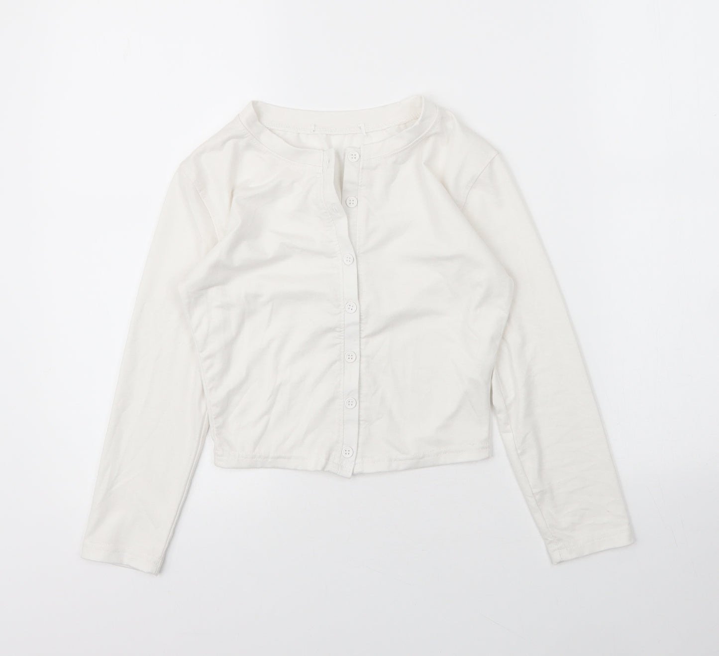 Missguided Womens White  Viscose Basic Blouse Size 8 Round Neck