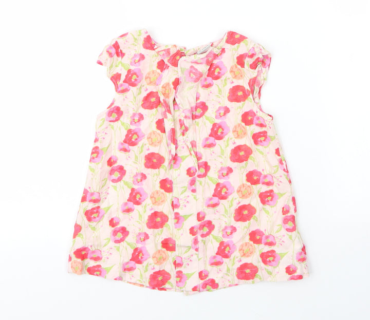Charanga Girls Beige Floral Viscose Basic Blouse Size 5 Years Round Neck Button
