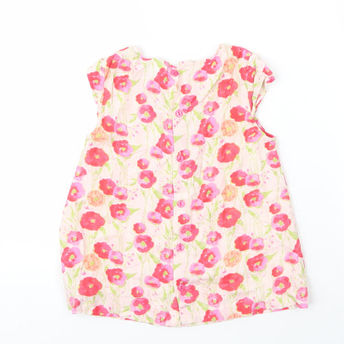 Charanga Girls Beige Floral Viscose Basic Blouse Size 5 Years Round Neck Button
