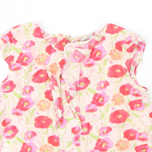 Charanga Girls Beige Floral Viscose Basic Blouse Size 5 Years Round Neck Button