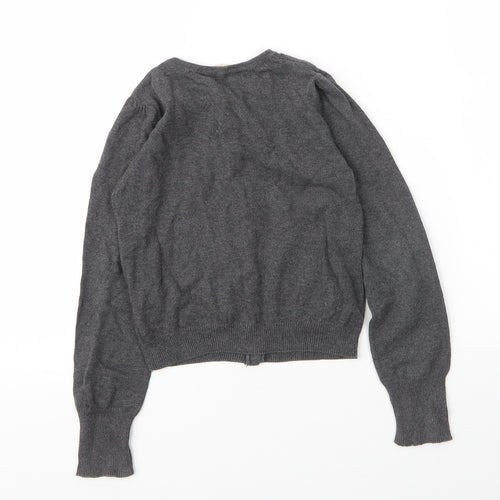H&M Girls Grey Round Neck  Cotton Cardigan Jumper Size 5 Years  Button